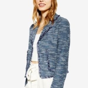 Topshop boucle fringe blazer